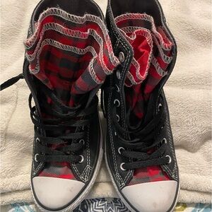 Converse Pull-On Black and Red High Top Sneakers